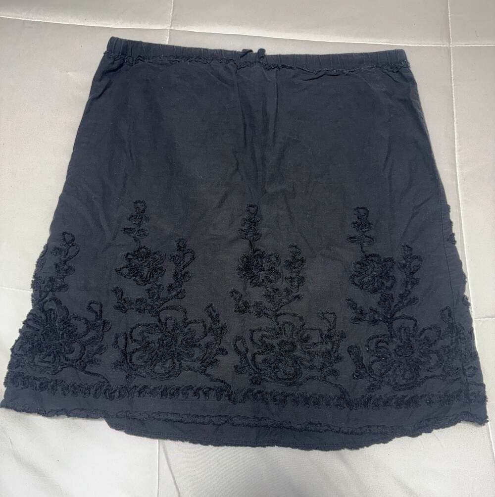 Sophie Max Black Cotton Embroidered Soutache Mini Skirt Size Medium